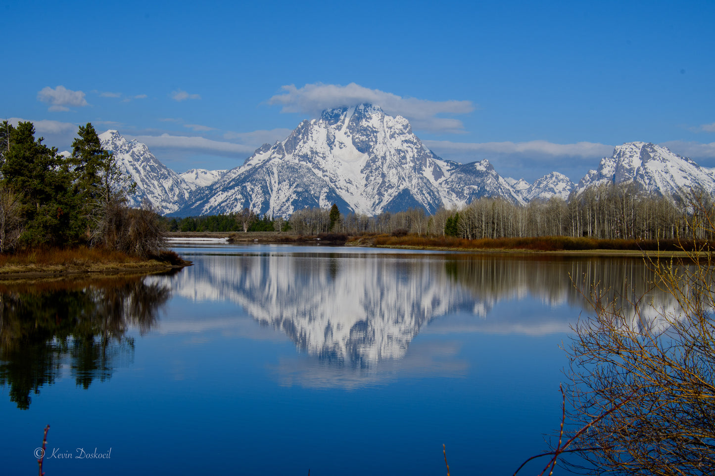 Mountains Teton River Bend Reflection Select