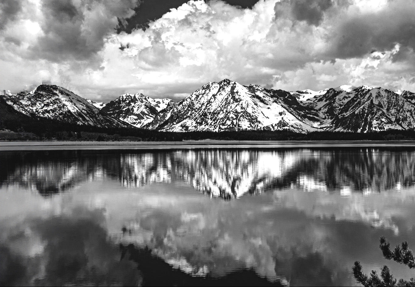 Mountain Scene Tetons Black And White