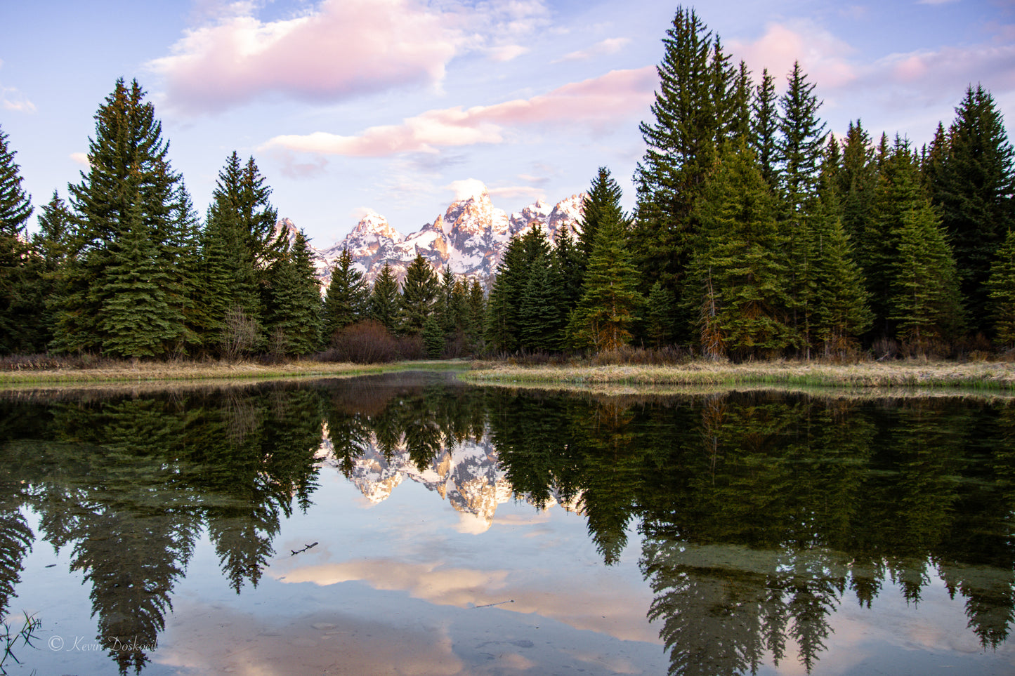 Mountain Tetons Pinkish Reflection Select