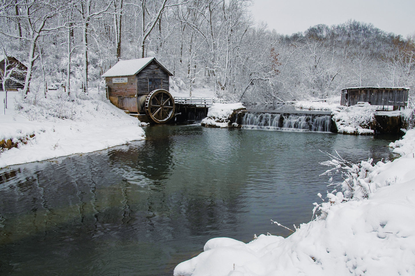 Old Water Mill Winter Scene Select