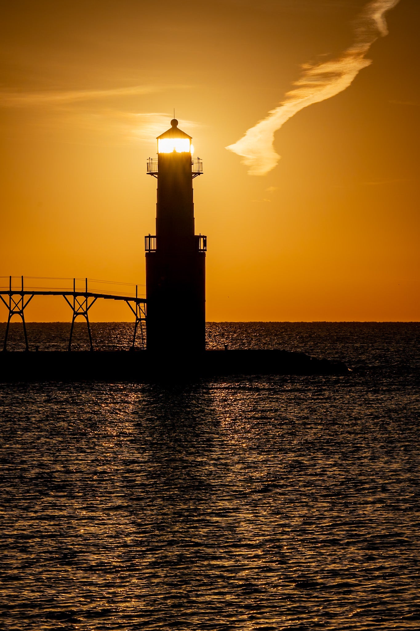 Lighthouse Orange Sunrise Silhouette Select